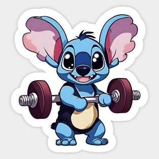 Cute Stitch in gym Sticker